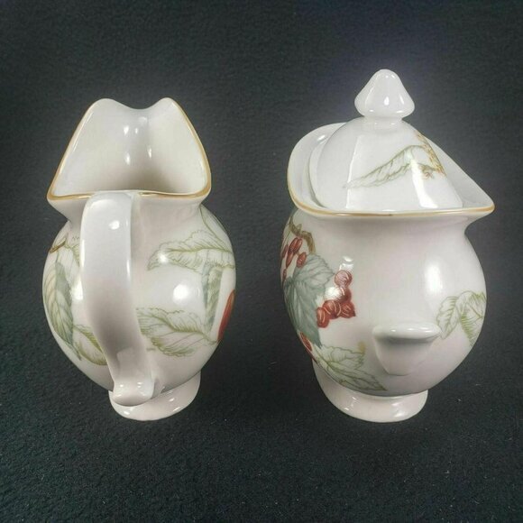 Charter Club Summer Grove Creamer Lidded Sugar Bowl Set Plum Currant Pear - Picture 2 of 11